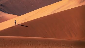 Graphic of a person on a distant sand dune to illustrate the article 
