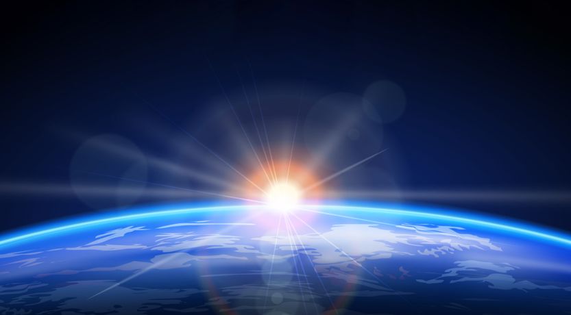 Photo from space of the sun on the earth's horizon to illustrate the article “I Am the Light of the World”