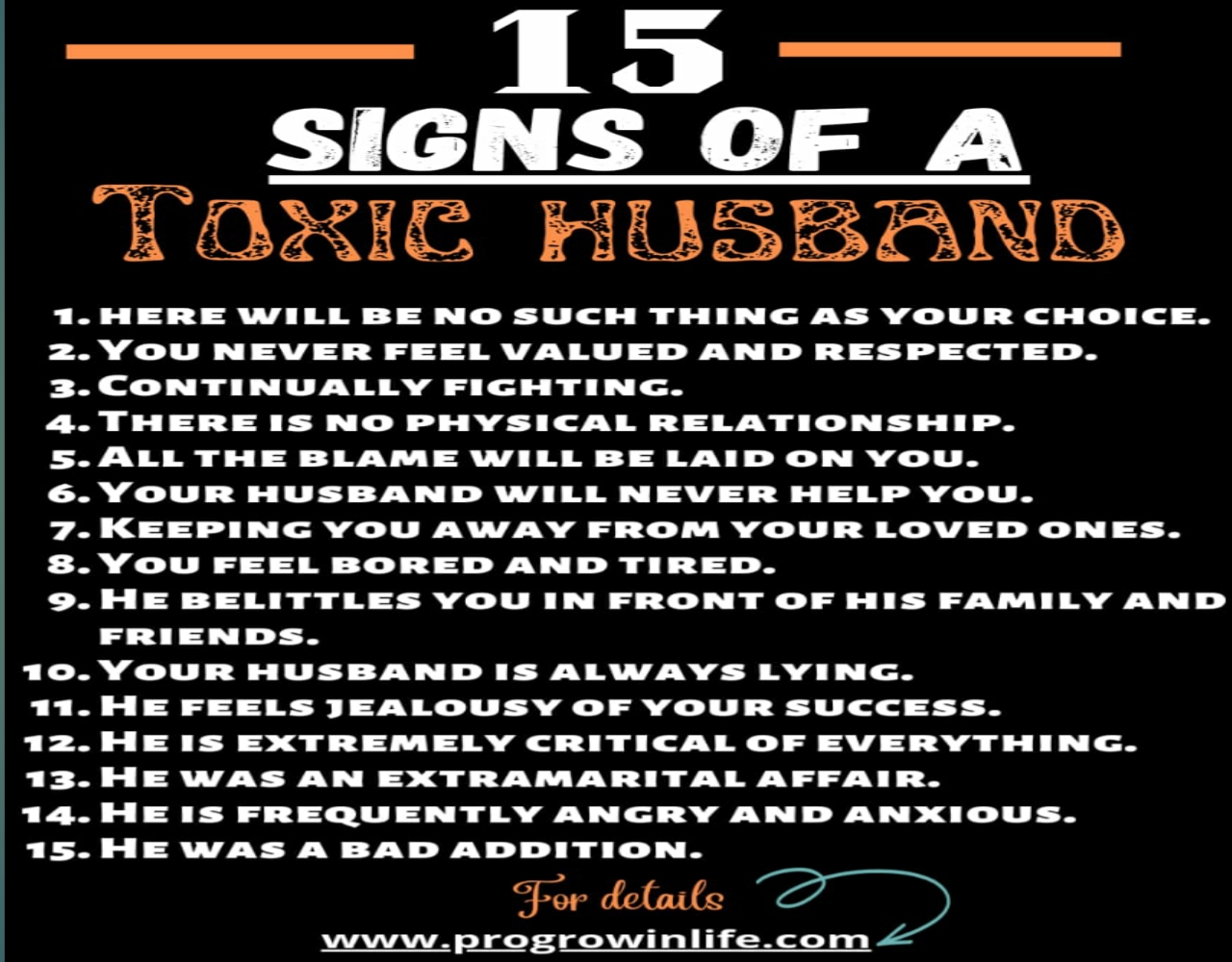 toxic husband signs in a relationship