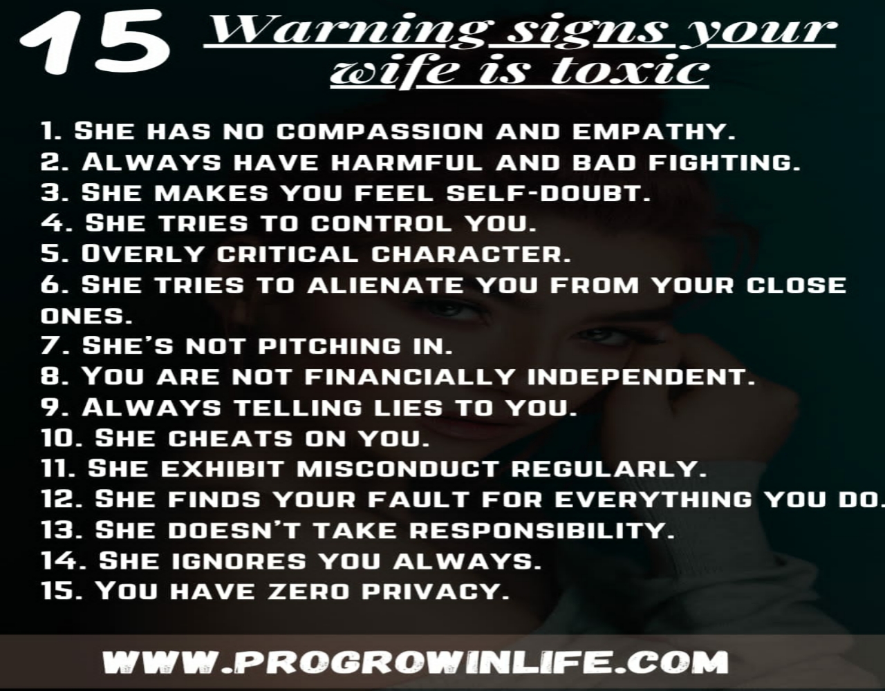 15 warning signs your wife is toxic