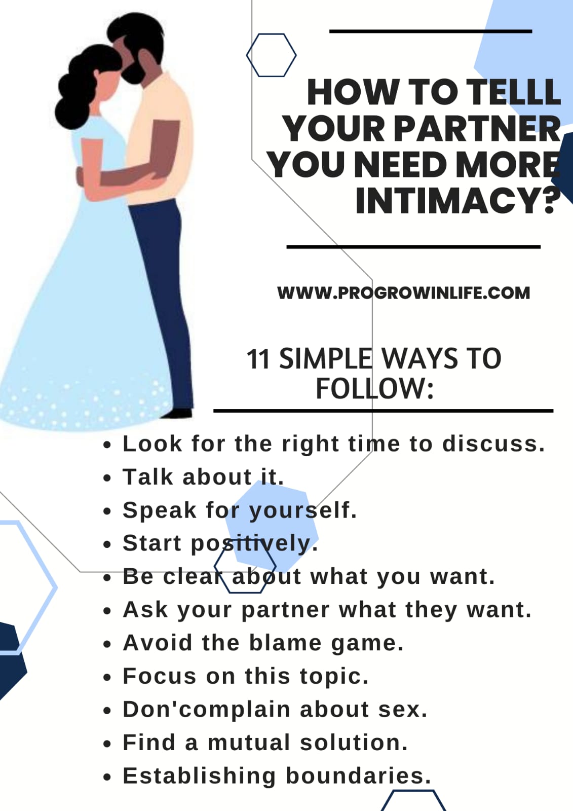11 simple ways to tell your partner you need more intimacy.