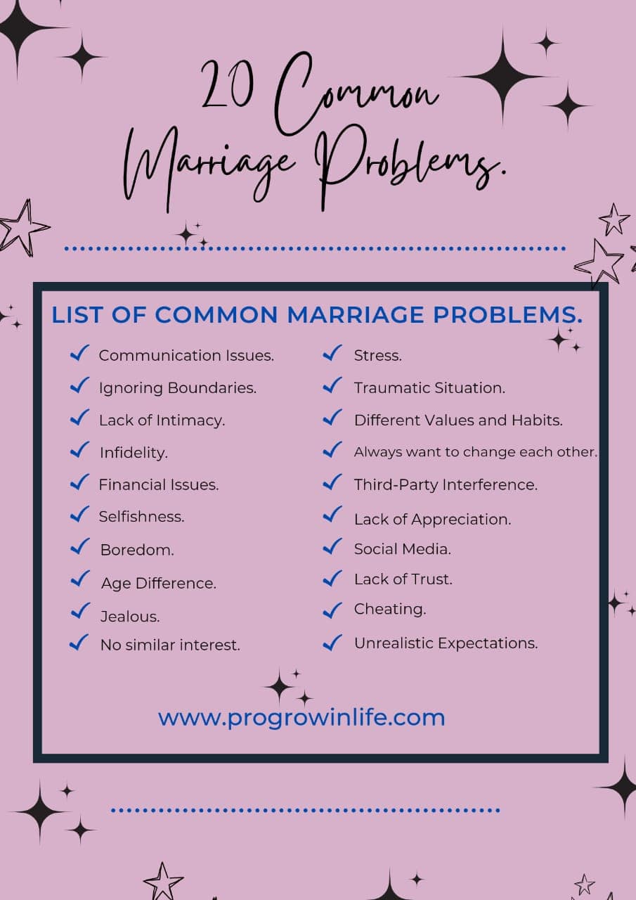 Common marriage problems and their solutions.