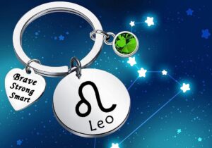 bobauna 12 Zodiac Constellation Disc Keychain Birthstone Horoscope Jewelry Astrology Gift For Family Friend
