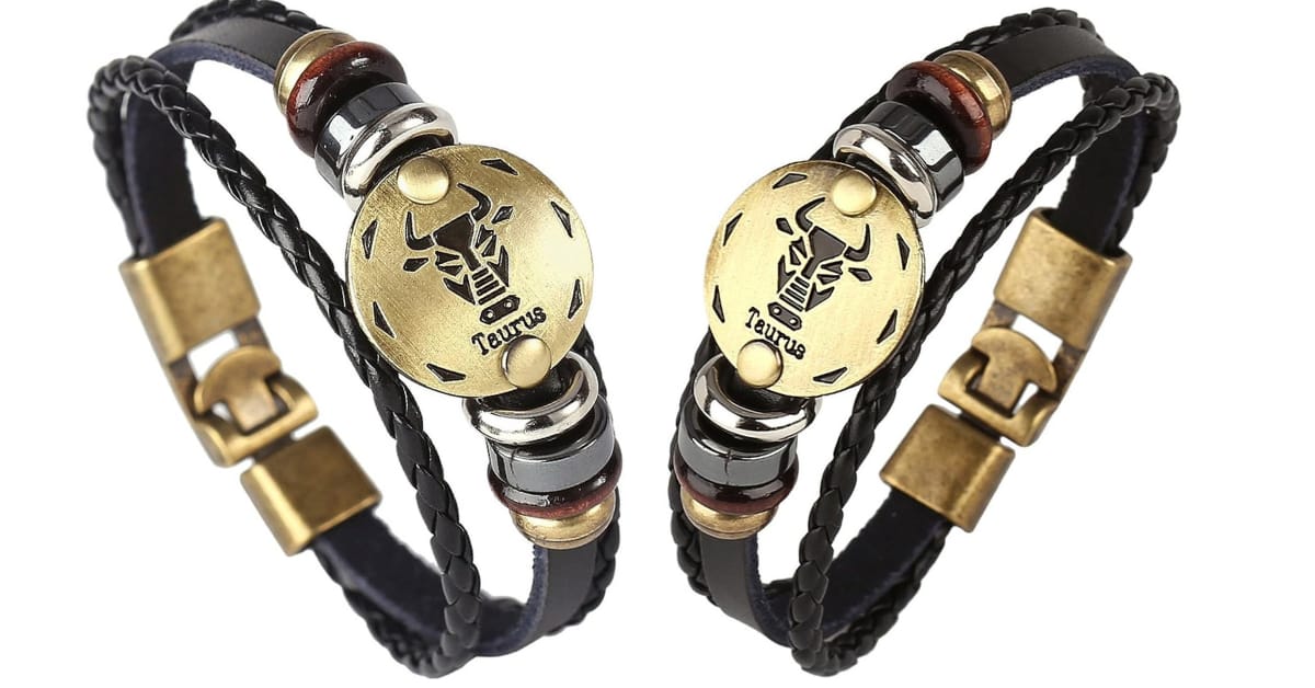 Hamoery Punk Alloy Leather Bracelet For Constellation Braided Rope Bracelet Bangle