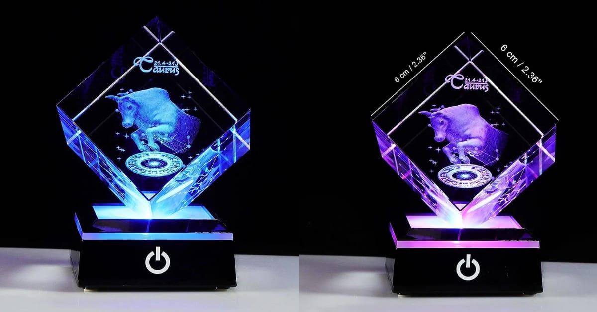 3D Crystals Taurus Zodiac Astrology Gifts For Women Men,Taurus Glass Figurine Decor Constellation Stuff April May Birthday Gifts For Girlfriend Woman Aunt Wife Keepsake Sign Symbolic Energy: Possess