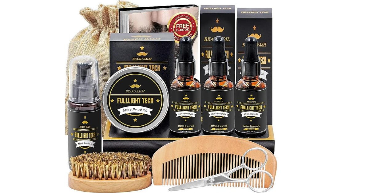 Beard Kit for Men Grooming & Care W/Beard Wash/Shampoo,3 Packs Beard Growth Oil,Beard Balm Leave-in Conditioner,Beard Comb,Beard Brush,Beard Scissor 100% Pure & Organic Beard Growth Kit