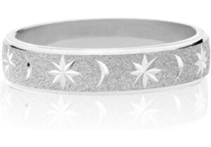 Miabella Italian 925 Sterling Silver or 18K Yellow Gold Over Silver Moon and Star Eternity Band Ring for Women Men Teens Girls