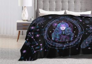 Yatuon Aquarius Throw Blanket Flannel Constellations Blanket Warm & Soft 12 Horoscope Astrology Throw Blankets Constellation Theme Home Décor 60"X50"