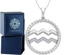 0.07 Carat Diamond Zodiac Sign Pendant Necklace in 925 Sterling Silver