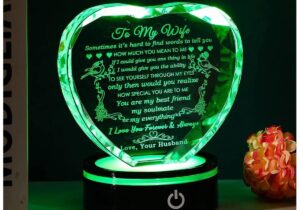 YWHL Gifts for Wife with Colorful LED Base I Love You Gifts for Her from Husband Best Anniversary Birthday Wife Gift Ideas Romantic to My Wife Crystal Keepsakes Presents for Valentine's Day Christmas