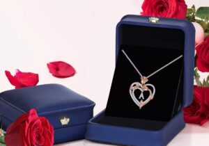 Iefil Rose Heart Necklaces Gifts for Women, 925 Sterling Silver Rose Heart Initial Letter Necklace for Women Jewelry, Valentines Day Anniversary Birthday Gifts for Her Mom Wife Girlfriend