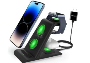 HATALKIN 3 in 1 Wireless Charging Station Compatible for Apple Products Multiple Devices Apple Watch ultra 8 7 SE 6 5 4 3 AirPods Pro 2 iPhone 14 13 12 11 Pro Max/X/XS/XR 8 Fast Wireless Charger Stand