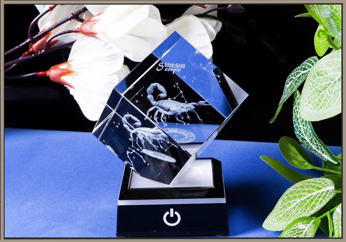 Scorpio Zodiac Astrology Gifts For Women Men, 3d Crystals Scorpio Glass Figurine Decor Constellation Stuff November October Birthday Gifts For Girlfriend Woman Gifts Scorpio Gifts Sign Energy: Mystery