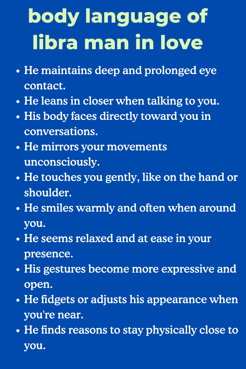 body language of libra man in love
